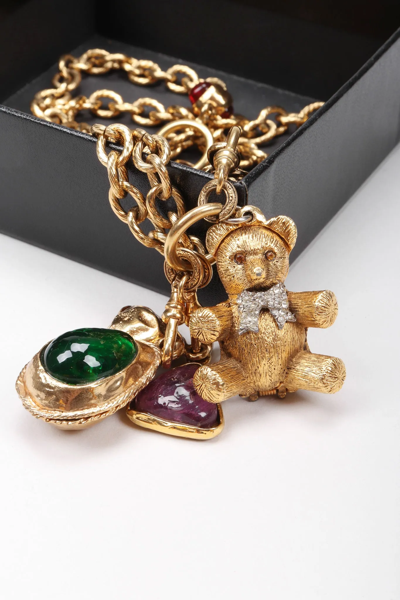 Gripoix Teddy Bear Charm Necklace