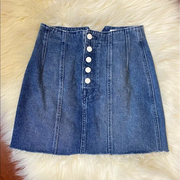 GRLFRND Twiggy denim mini skirt Button Up high rise