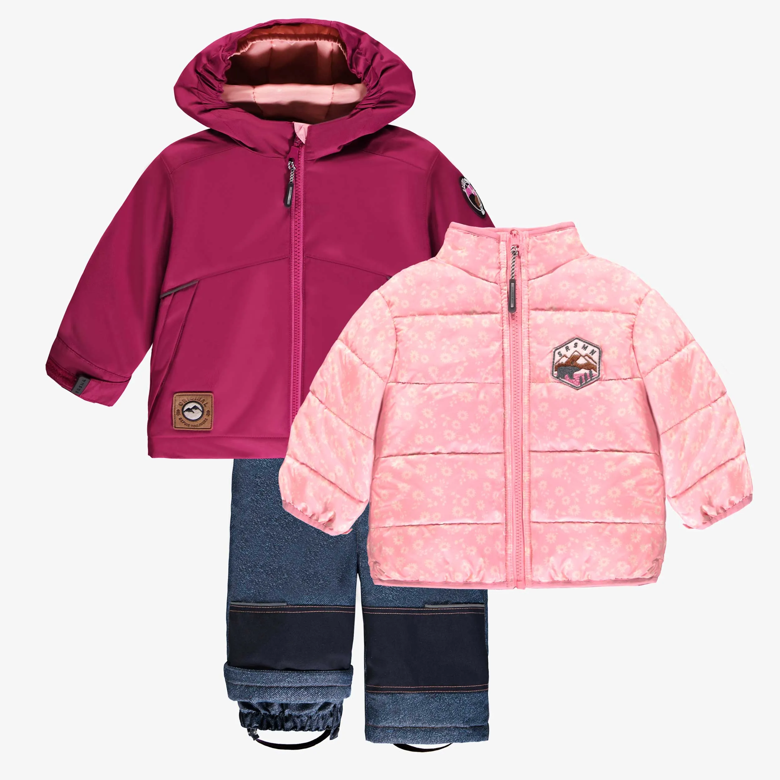 Habit de neige 3 en 1 rose et bleu denim, bébé || 3-in-1 snowsuit pink and denim bleu, baby