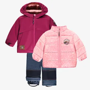Habit de neige 3 en 1 rose et bleu denim, bébé || 3-in-1 snowsuit pink and denim bleu, baby