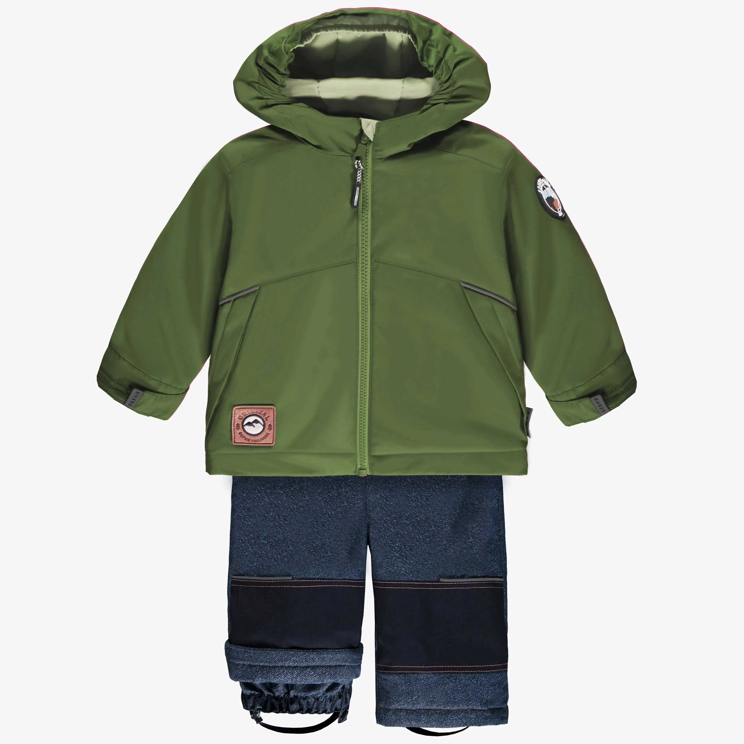 Habit de neige 3 en 1 vert et bleu denim, bébé || 3-in-1 snowsuit green and denim blue, baby