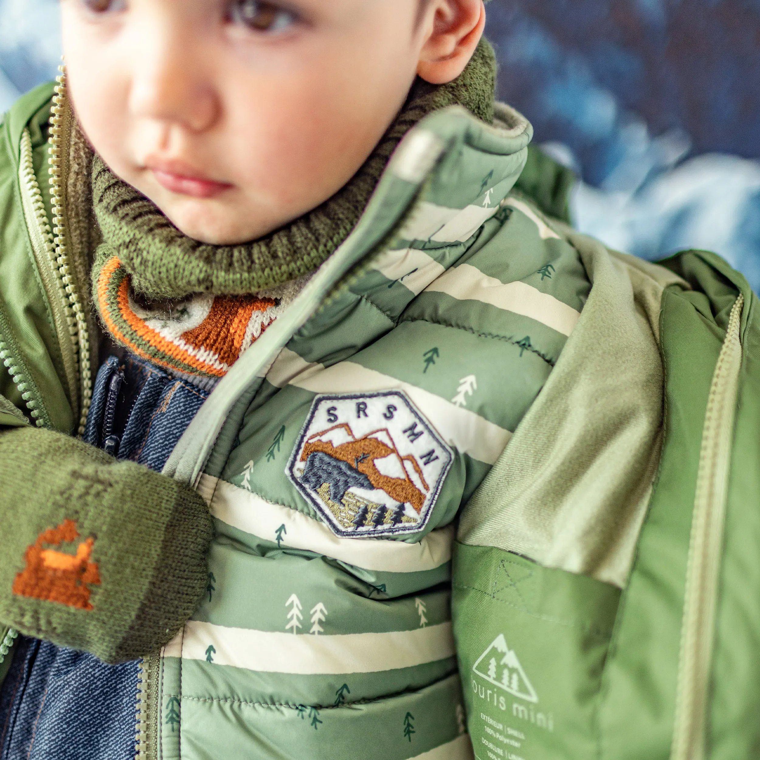 Habit de neige 3 en 1 vert et bleu denim, bébé || 3-in-1 snowsuit green and denim blue, baby