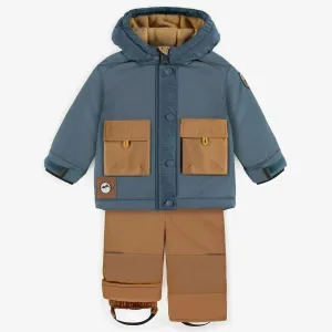 Habit de neige deux pièces bleu et brun, bébé || Blue and brown two-piece snowsuit, baby