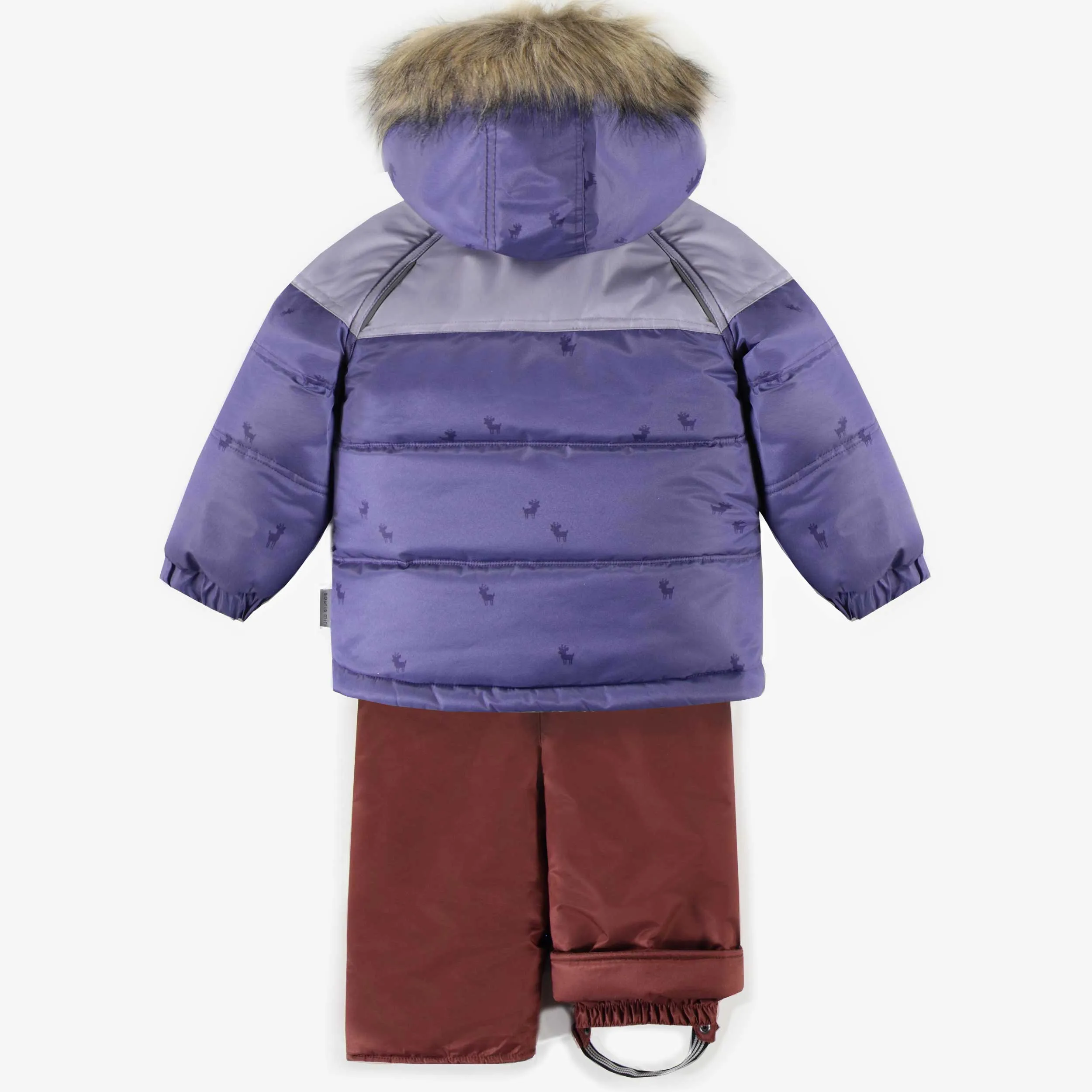 Habit de neige deux-pièces mauve et rouille, bébé || Purple and rust two-pieces snowsuit, baby