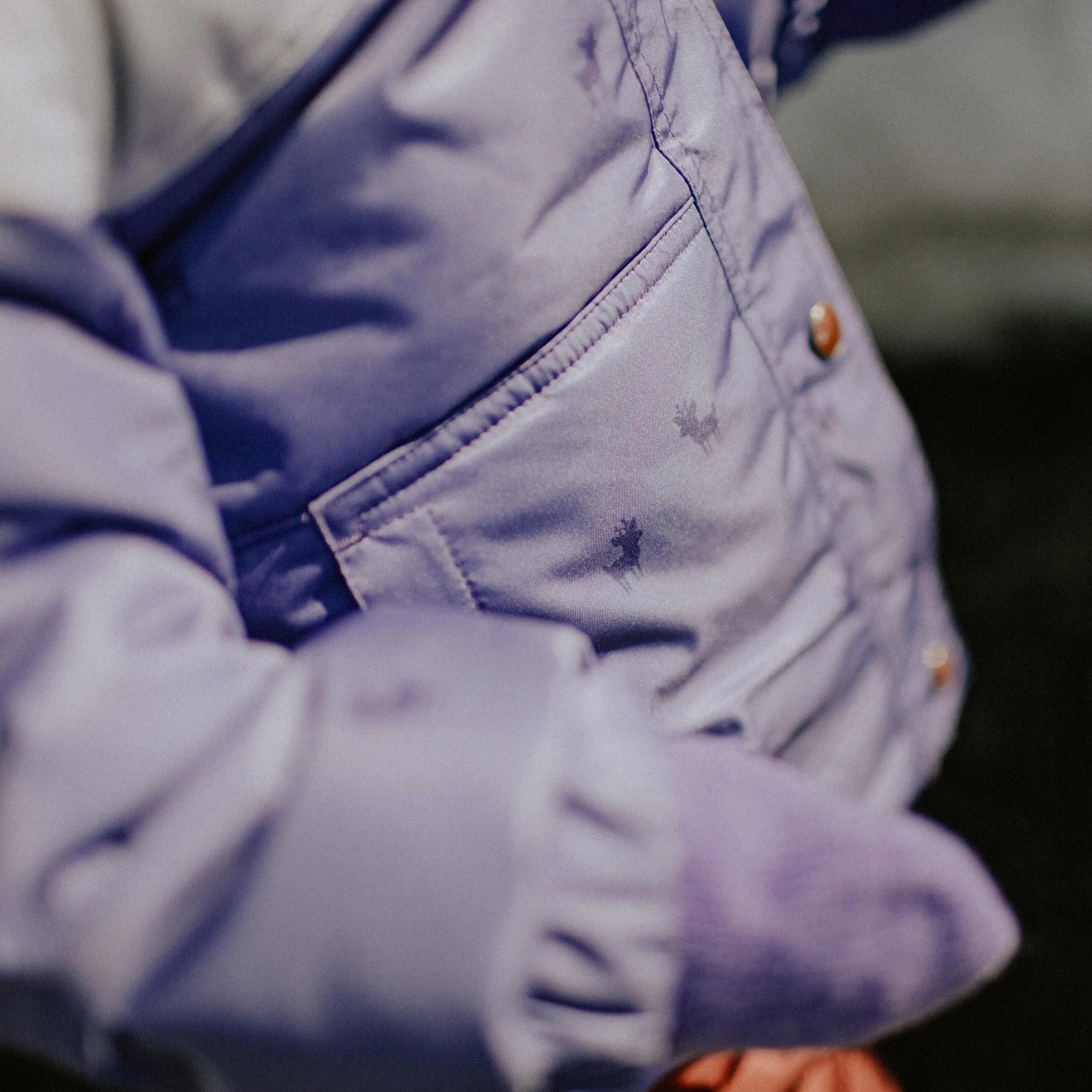 Habit de neige deux-pièces mauve et rouille, bébé || Purple and rust two-pieces snowsuit, baby