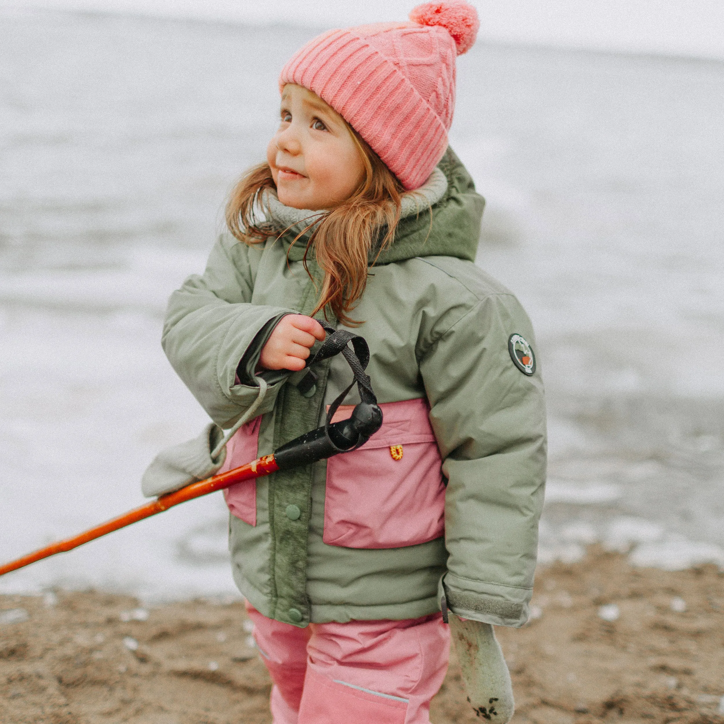 Habit de neige deux pièces vert et rose, bébé || Green and pink two-piece snowsuit, baby