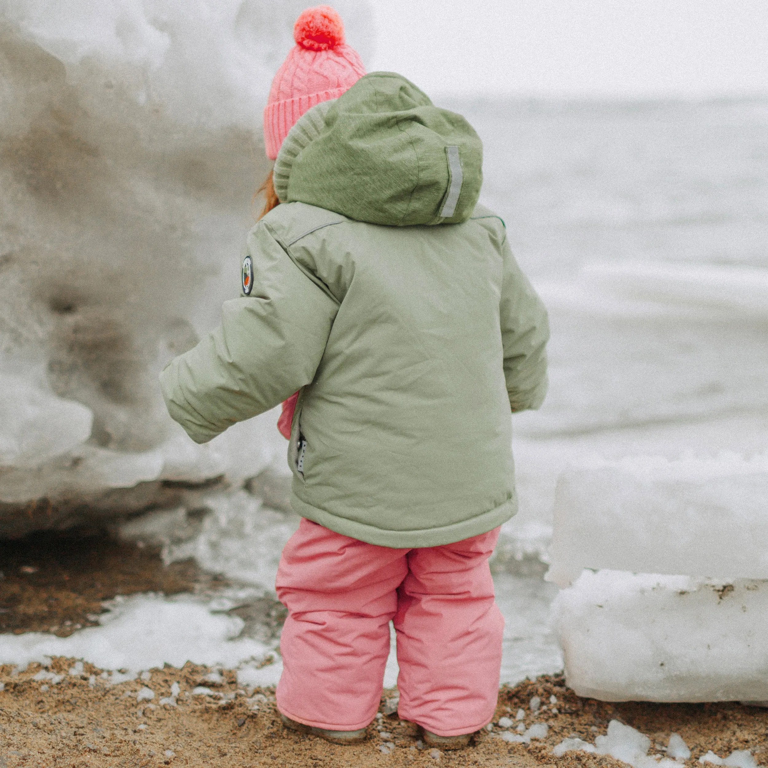 Habit de neige deux pièces vert et rose, bébé || Green and pink two-piece snowsuit, baby