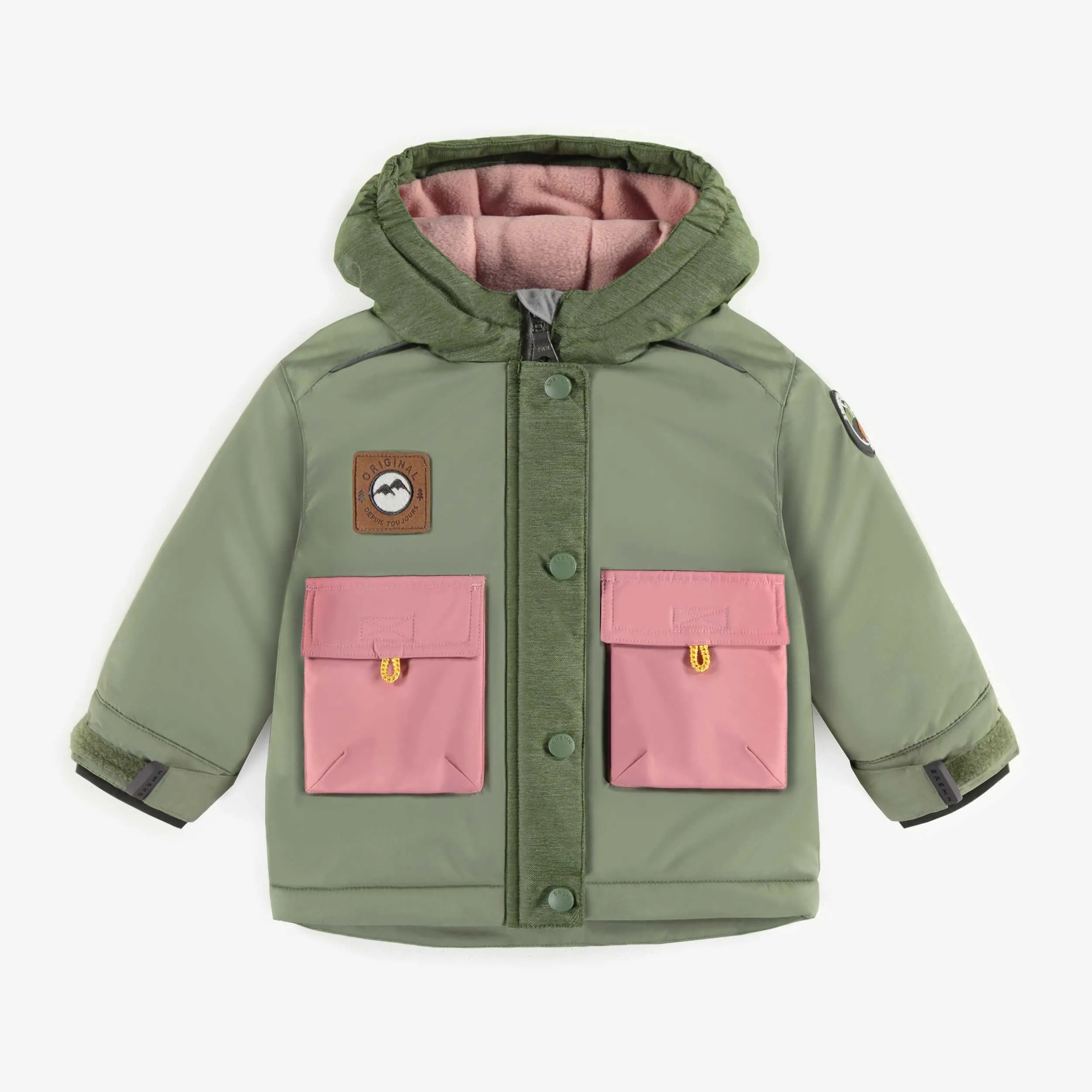 Habit de neige deux pièces vert et rose, bébé || Green and pink two-piece snowsuit, baby