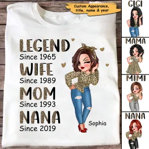 Half Leopard Sassy Legend Wife Mom Grandma Personalized Shirt