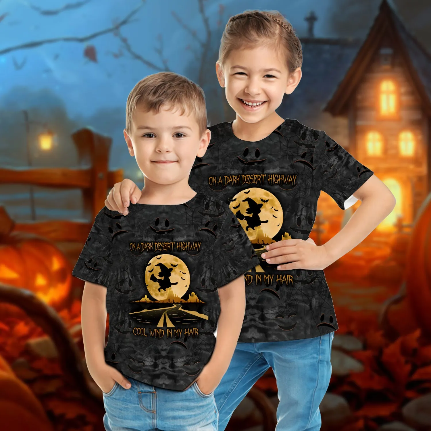 Halloween Is Comming On A Dark Desert Highway Cool Wind In My Hair 3D Kid Tshirt 813 NA93