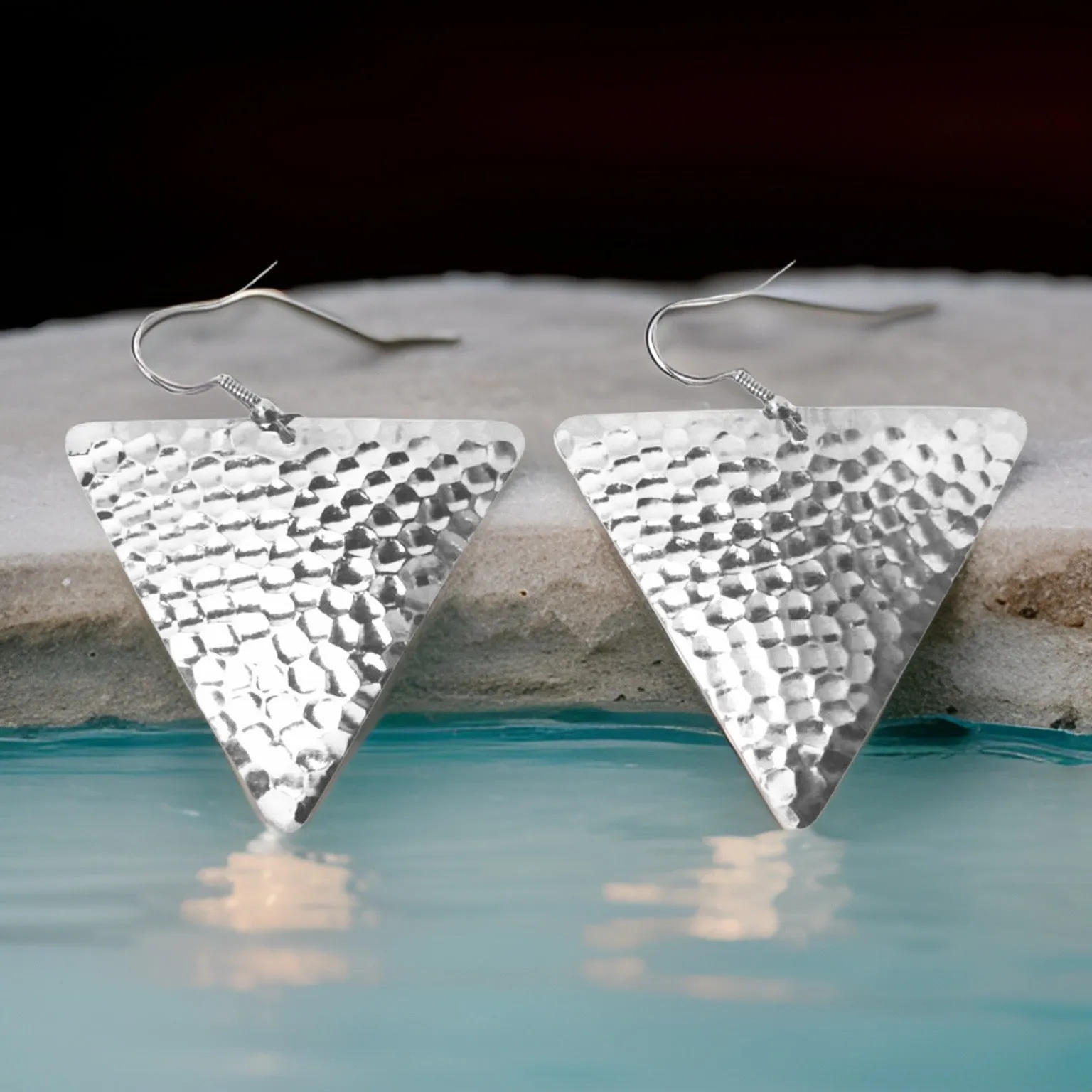 Hammered Triangle Dangle Earrings