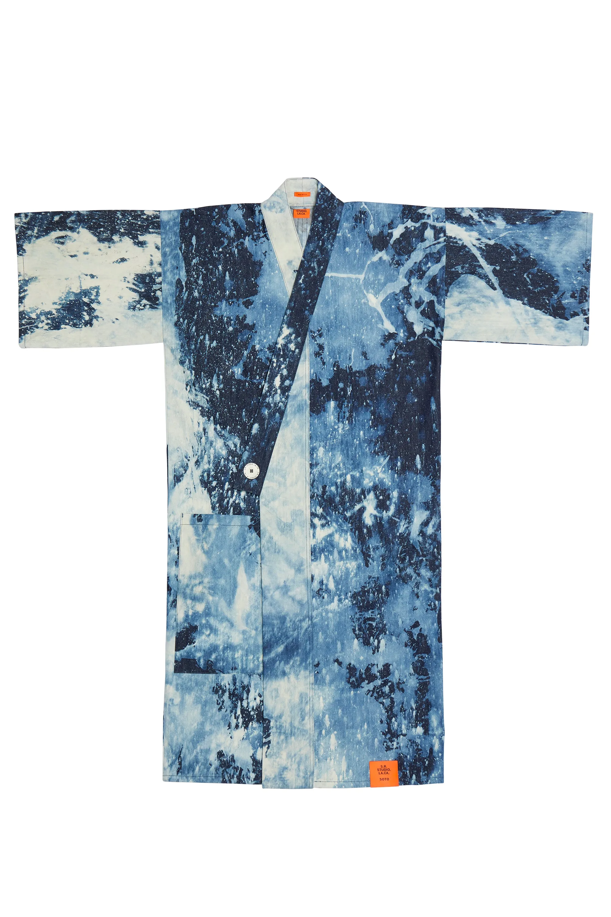 HAND-BLEACHED INDIGO SOTO LONG ROBE