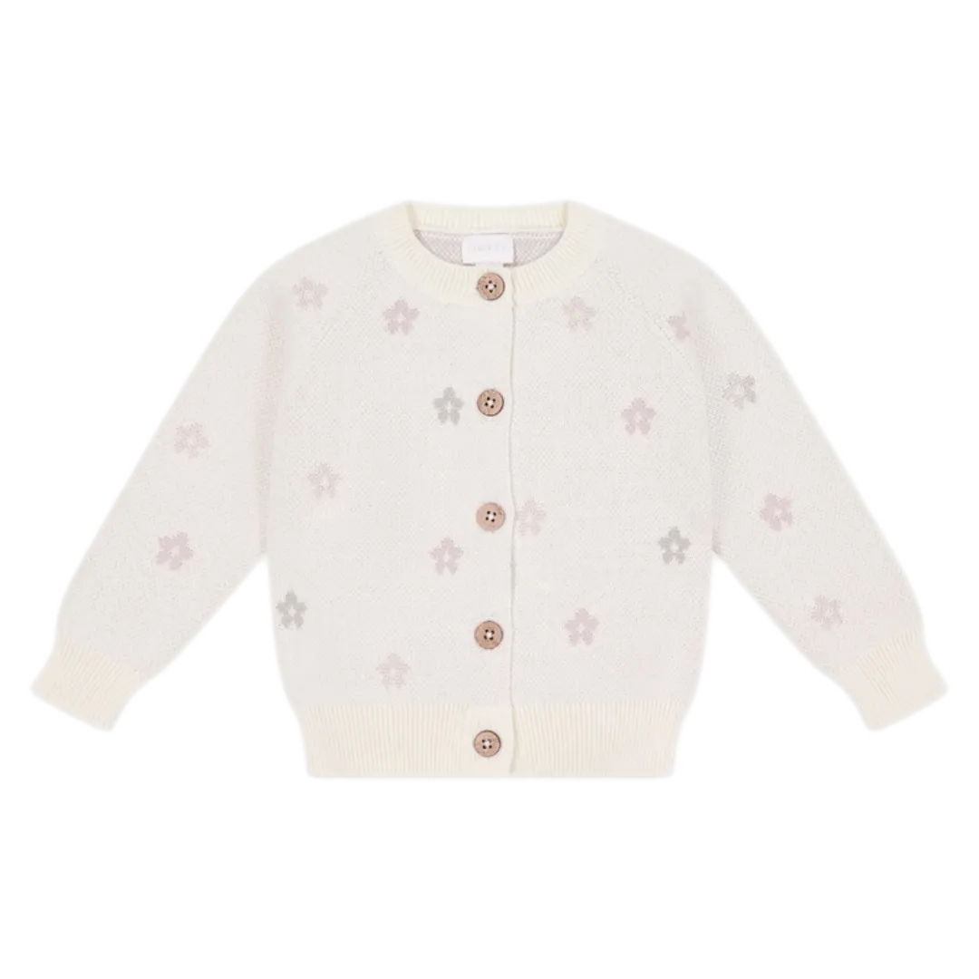 Harper Cardigan - Fifi Egret Jacquard