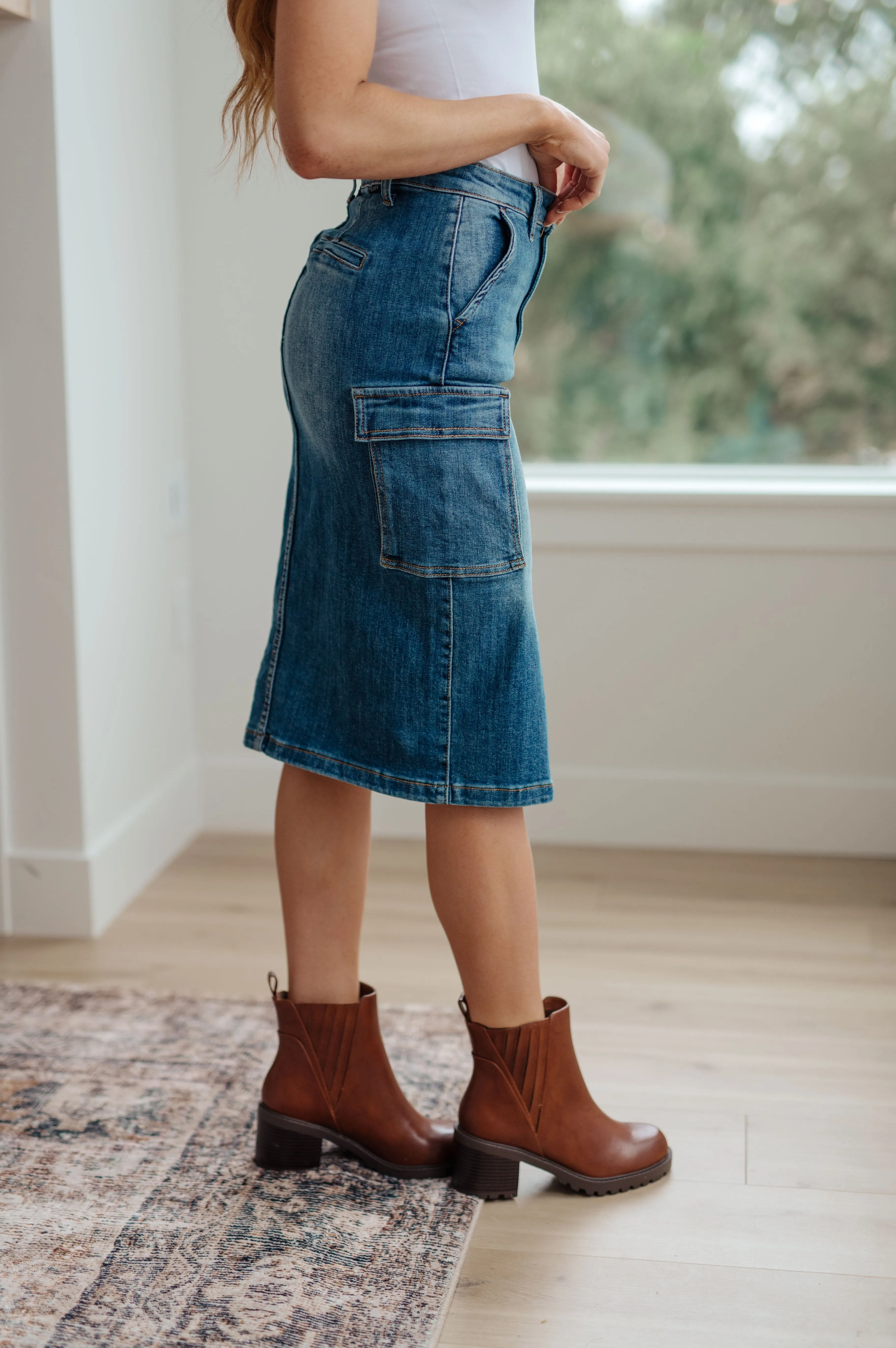 Hazel Blues® |  Always Be There Cargo Denim Skirt