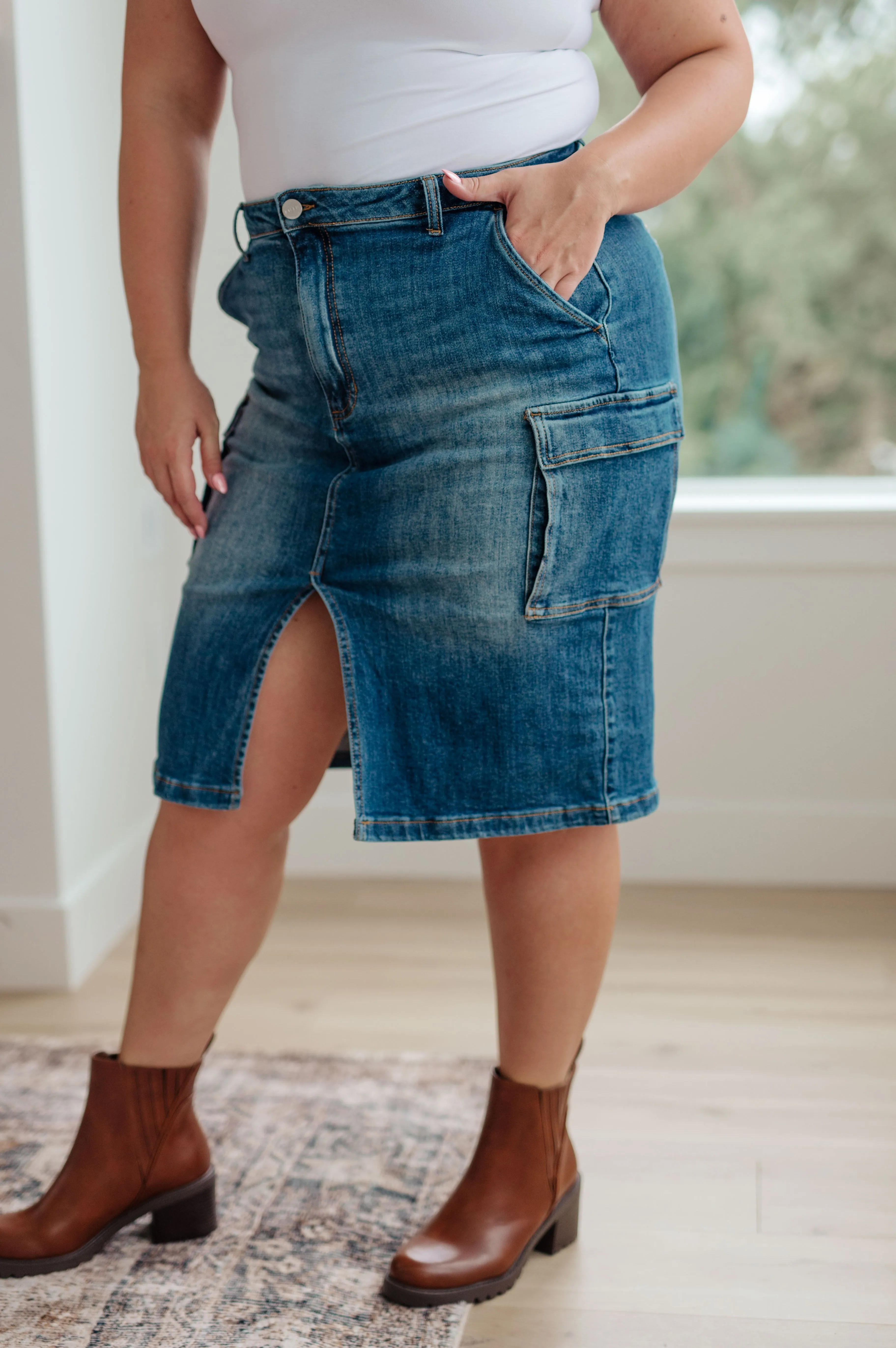 Hazel Blues® |  Always Be There Cargo Denim Skirt