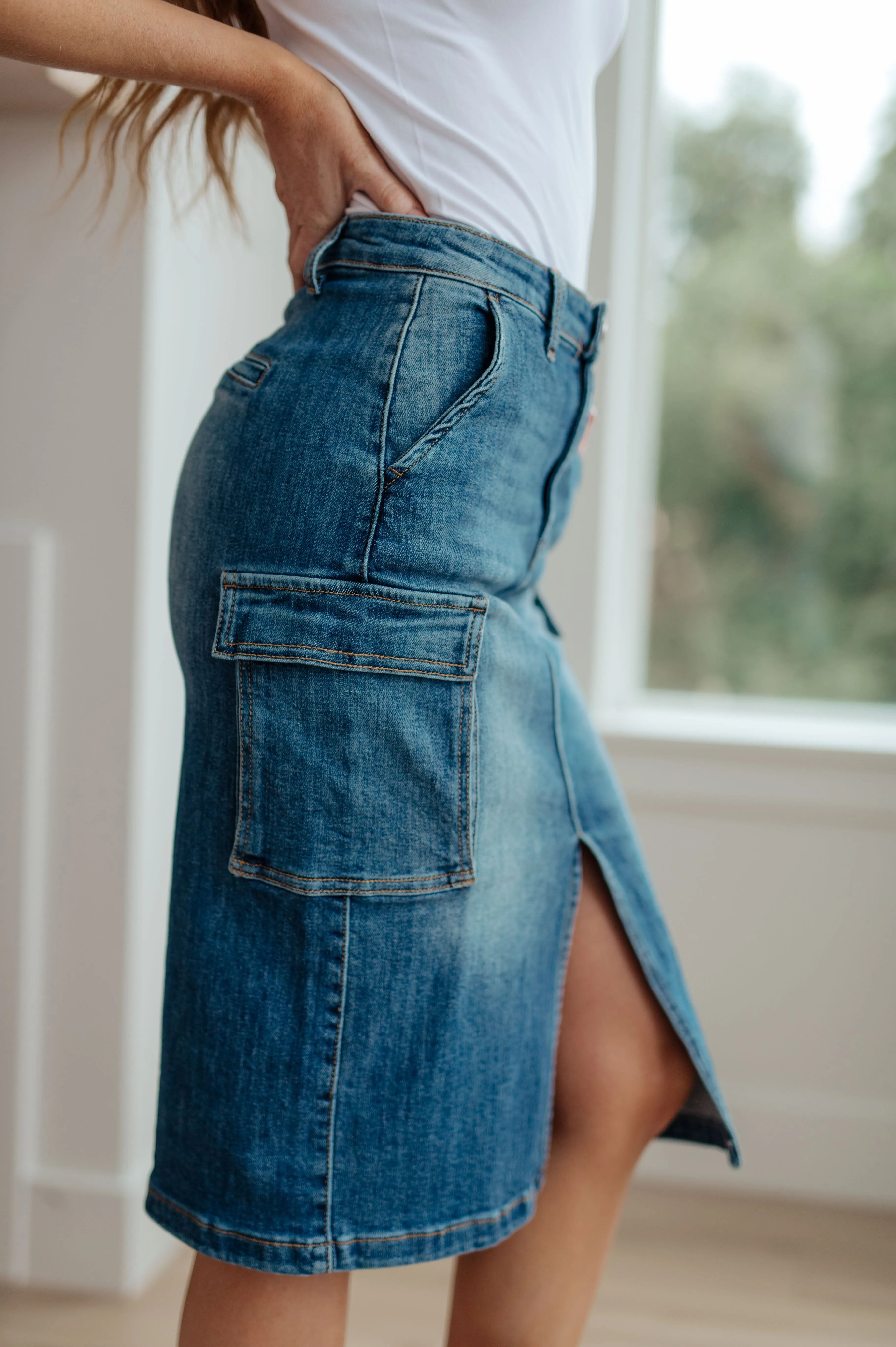 Hazel Blues® |  Always Be There Cargo Denim Skirt