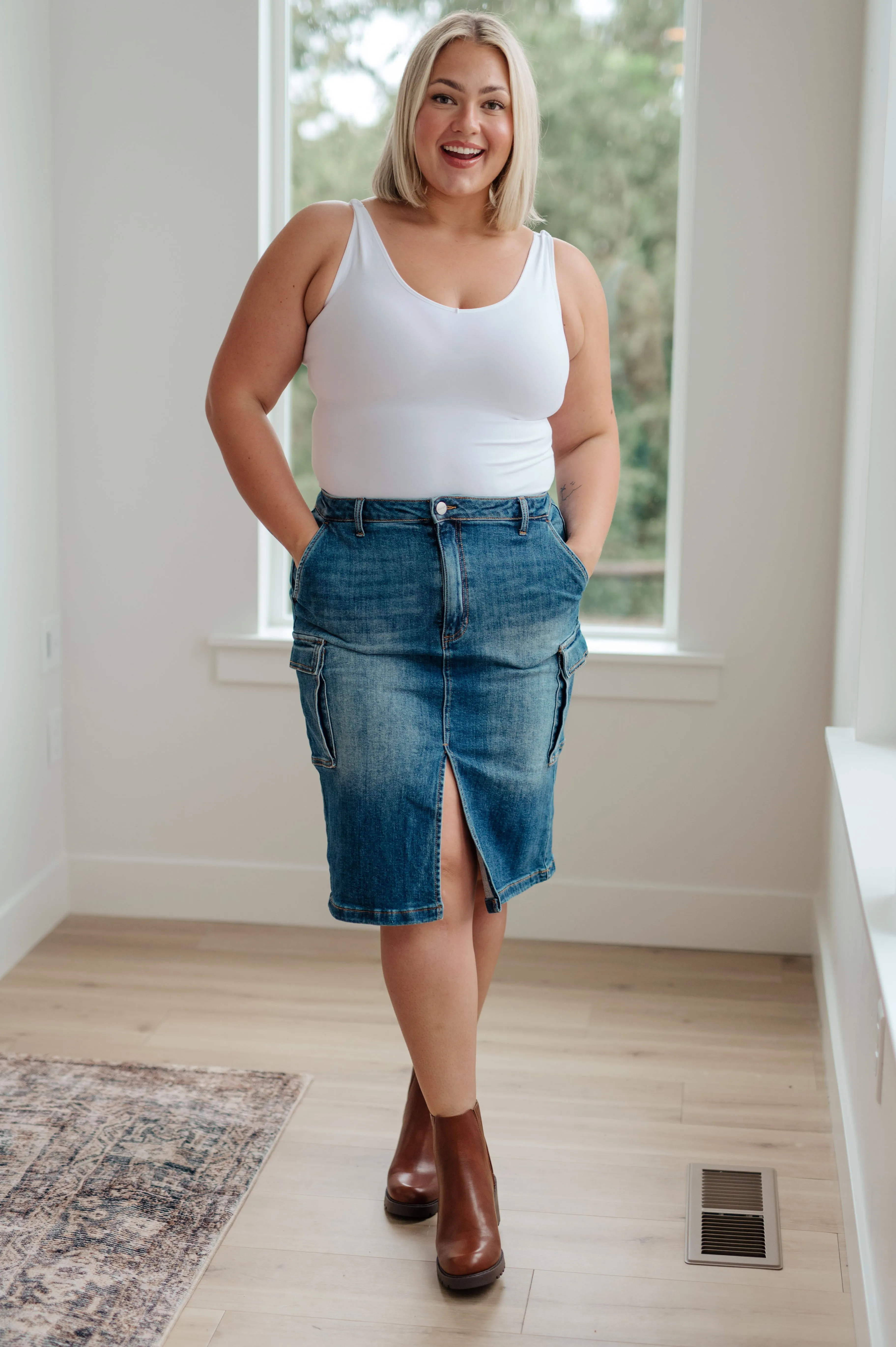 Hazel Blues® |  Always Be There Cargo Denim Skirt