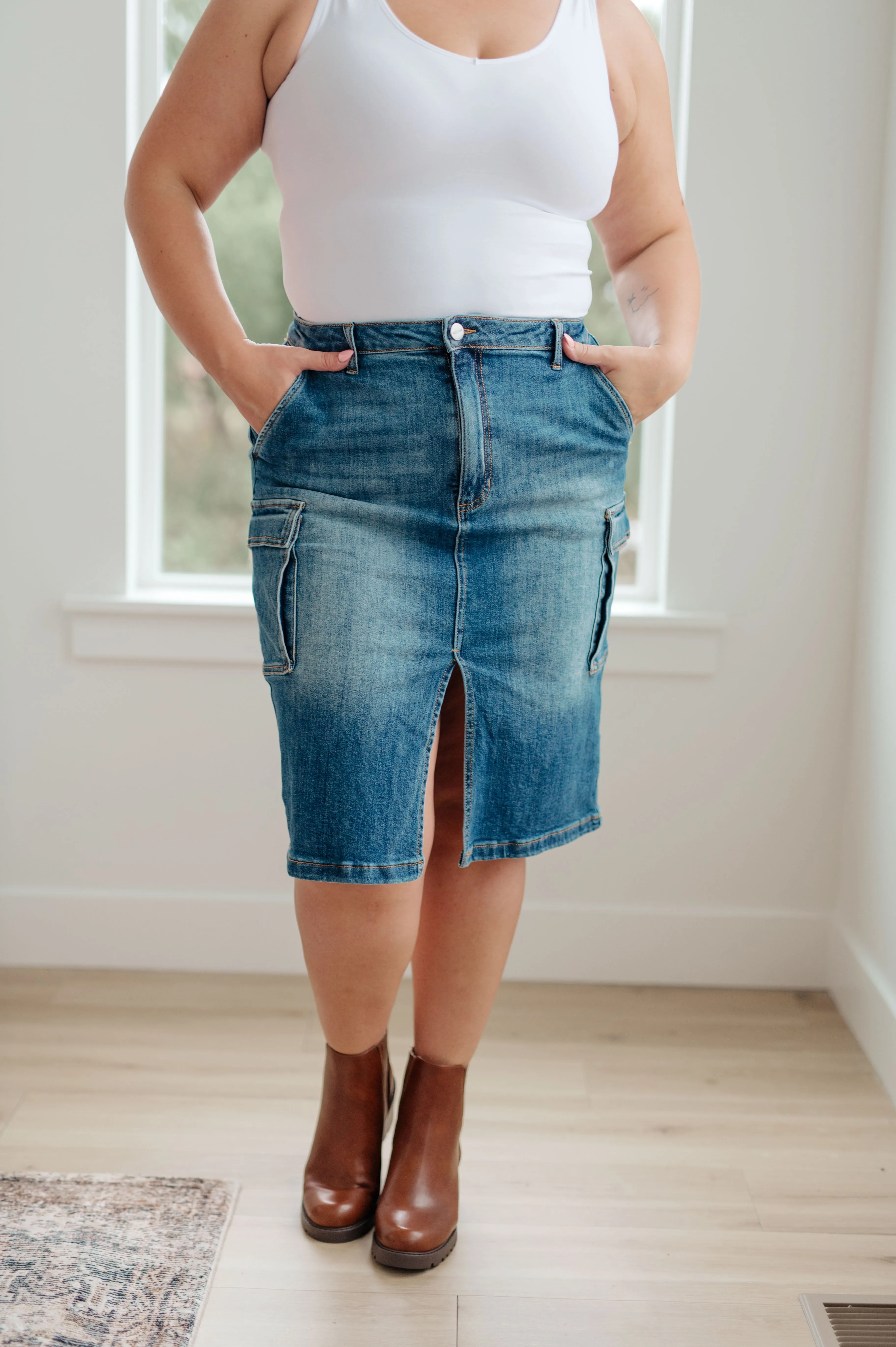 Hazel Blues® |  Always Be There Cargo Denim Skirt