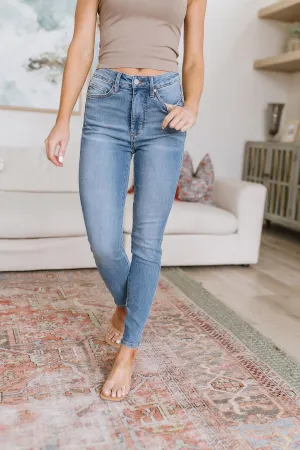Hazel Blues® |  Betsy High Rise Control Top Shield Pocket Skinny Jeans