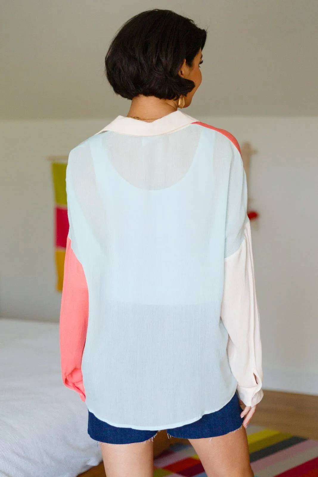 Hazel Blues® | Capture The Day Two Toned Button Up