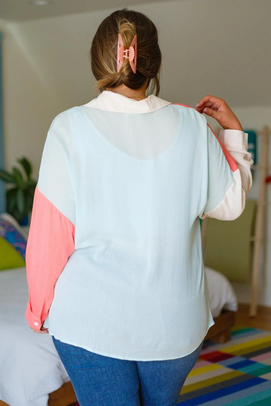 Hazel Blues® | Capture The Day Two Toned Button Up