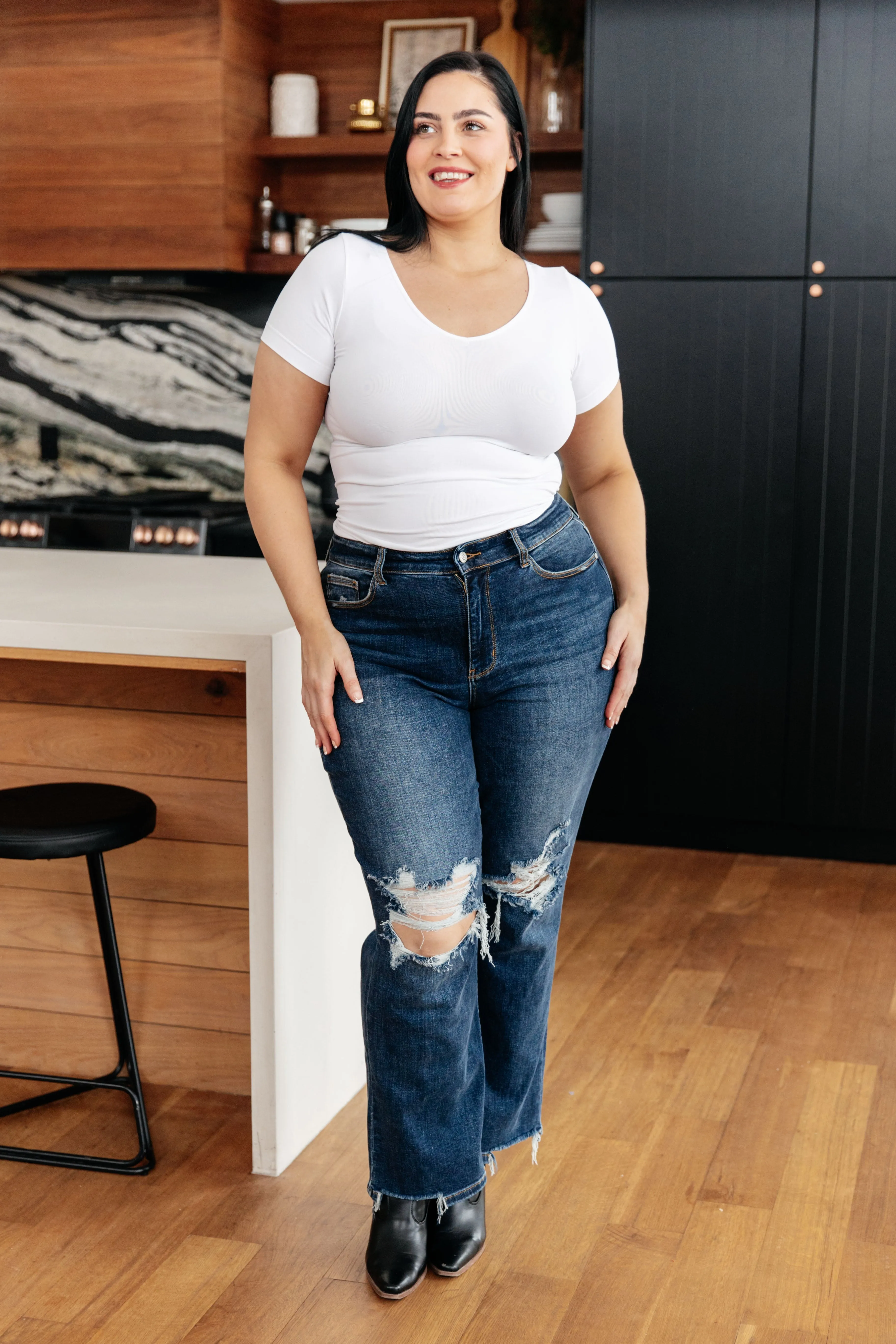 Hazel Blues® |  Everyday Scoop Neck Short Sleeve Top in White