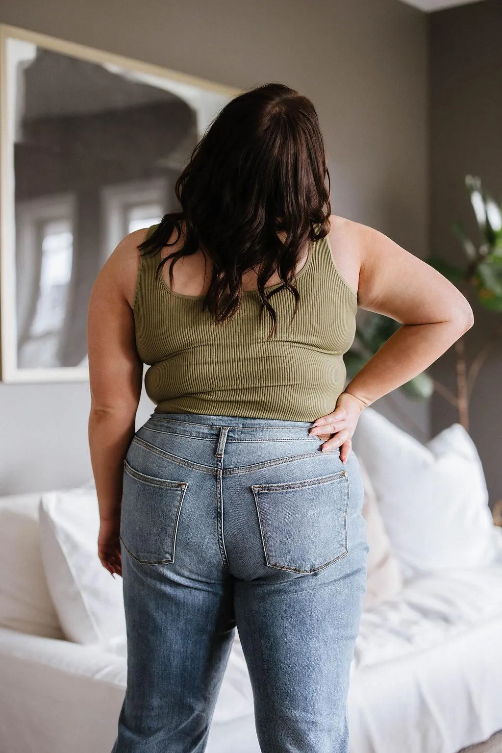 Hazel Blues® |  Relevant Ribbed Seamless Reversible Tank in Moss