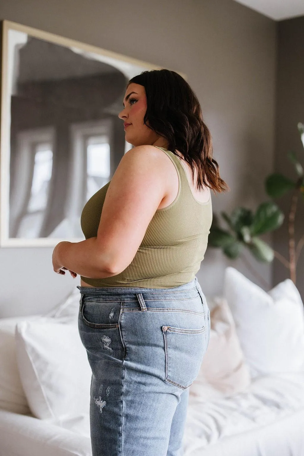 Hazel Blues® |  Relevant Ribbed Seamless Reversible Tank in Moss