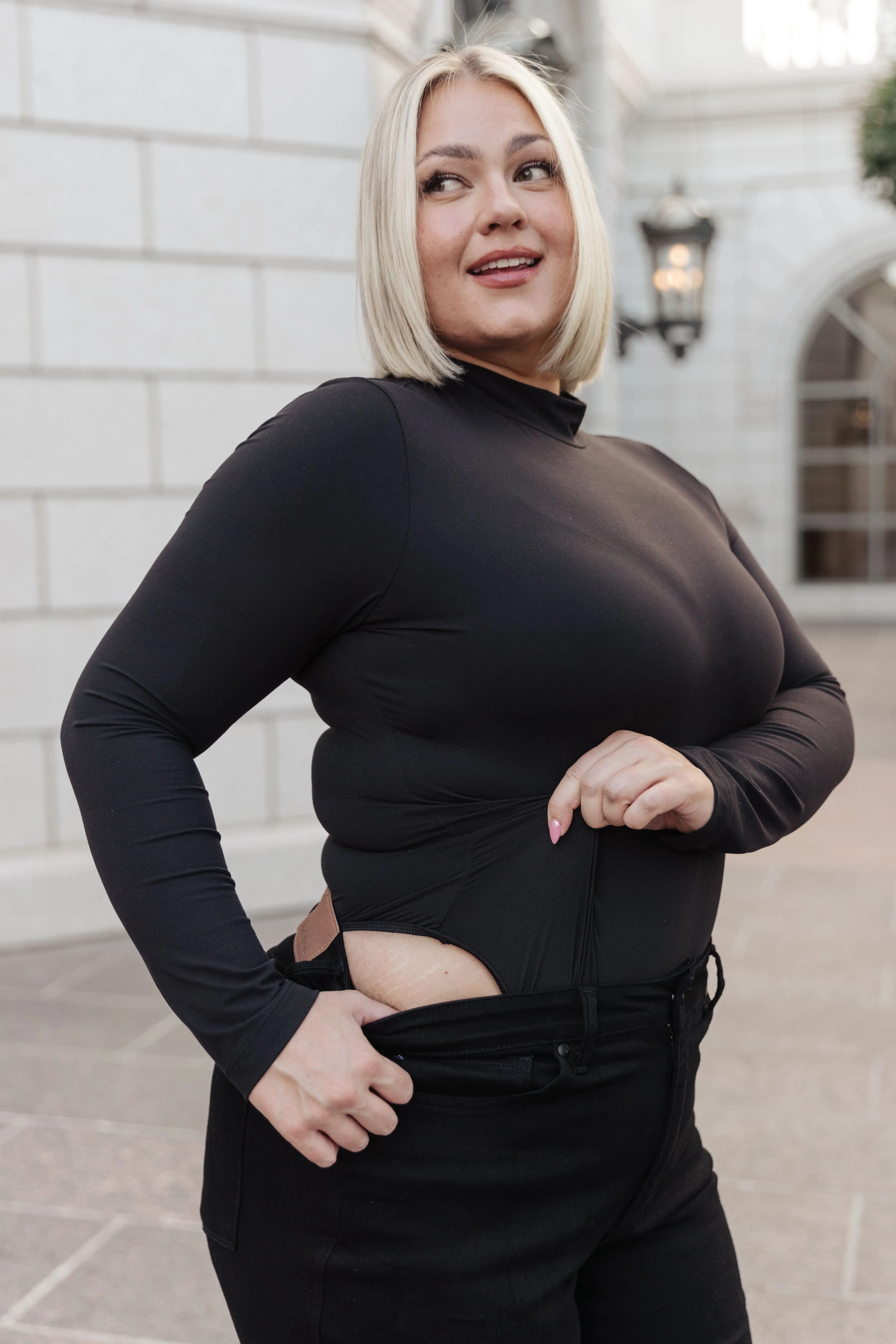 Hazel Blues® |  Simple Situation Mock Neck Bodysuit