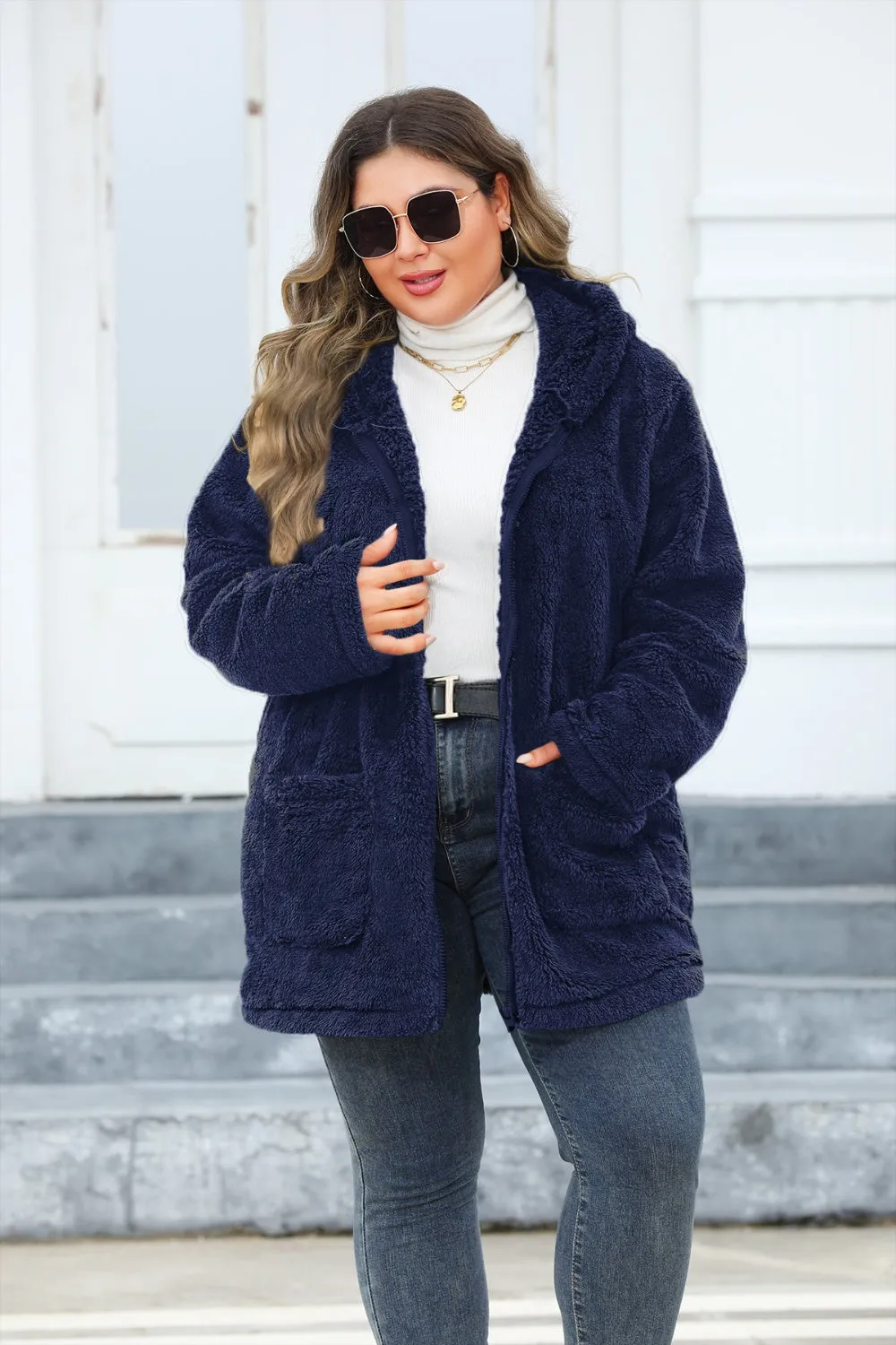 Hazel Blues® | Zip Up Long Sleeve Hooded Outerwear