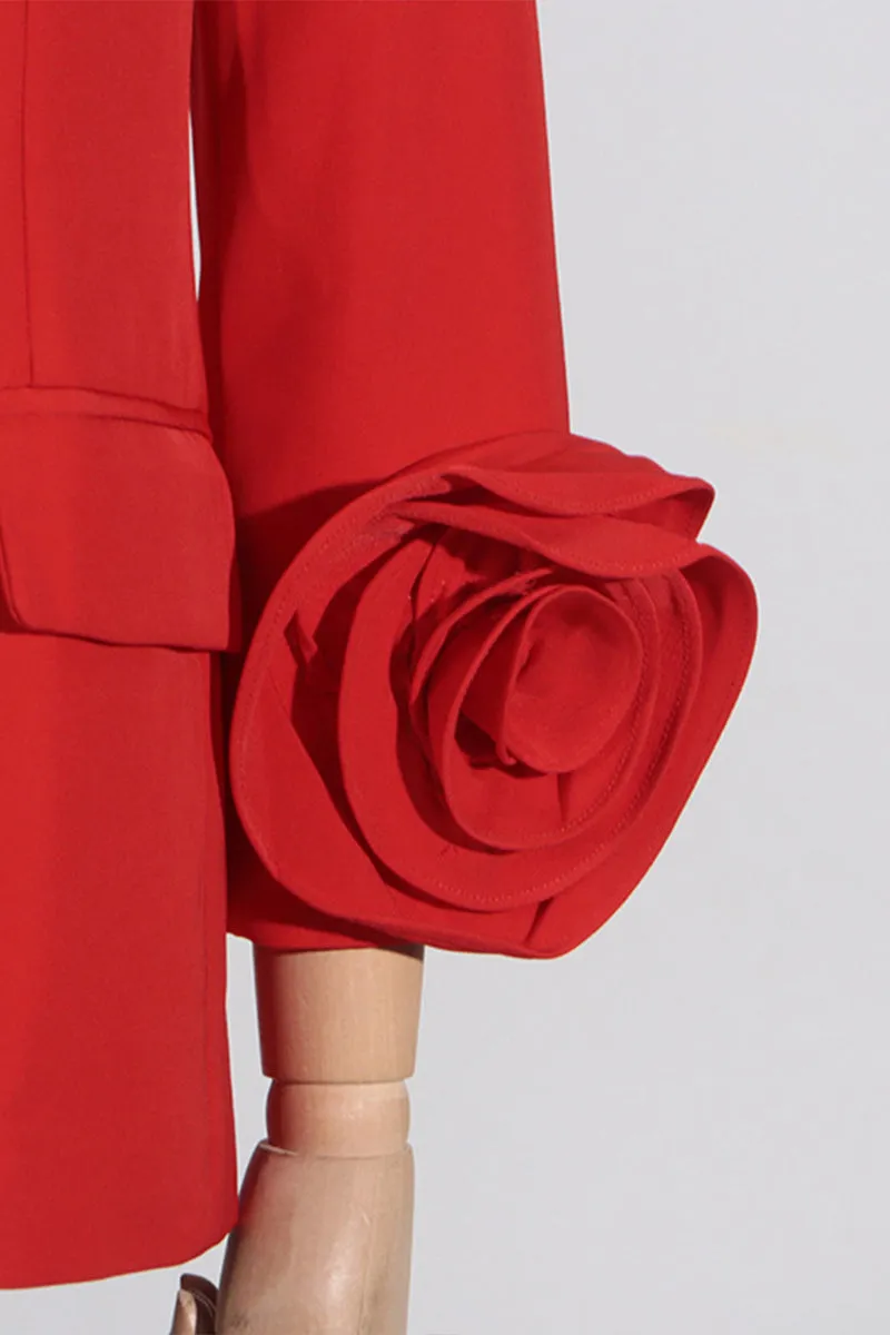 HCS1417 Rose Elegance Statement Blazer Outerwear