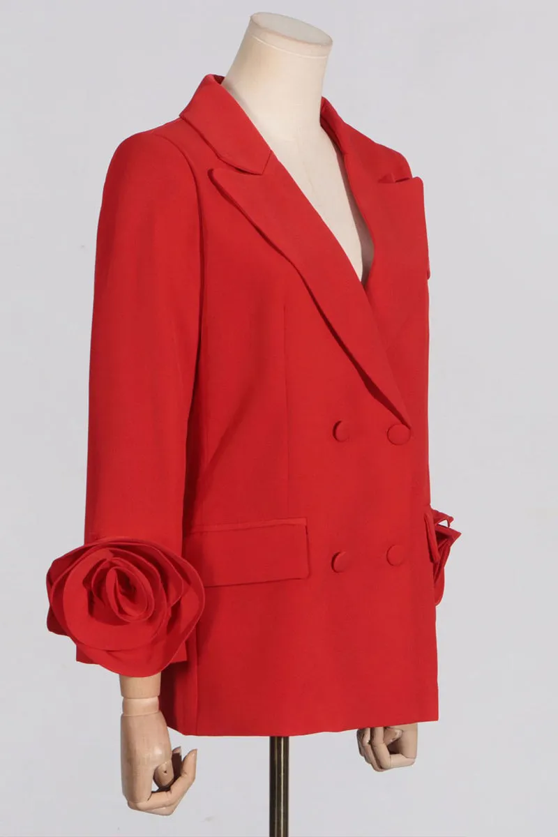 HCS1417 Rose Elegance Statement Blazer Outerwear