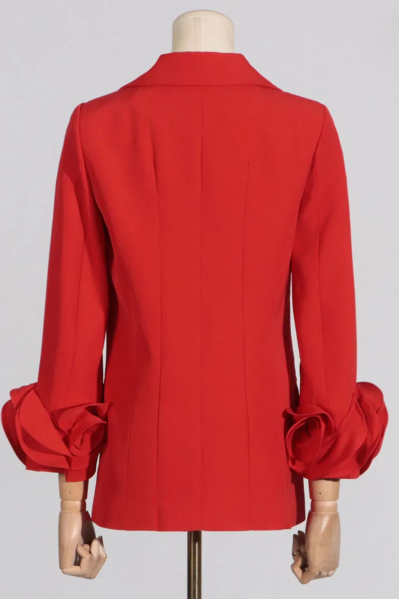 HCS1417 Rose Elegance Statement Blazer Outerwear