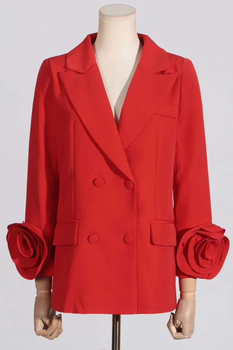 HCS1417 Rose Elegance Statement Blazer Outerwear