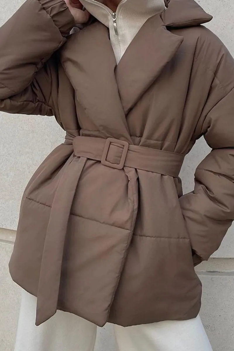 HCT1036 Belted Warmth Puffer Coat Outerwear