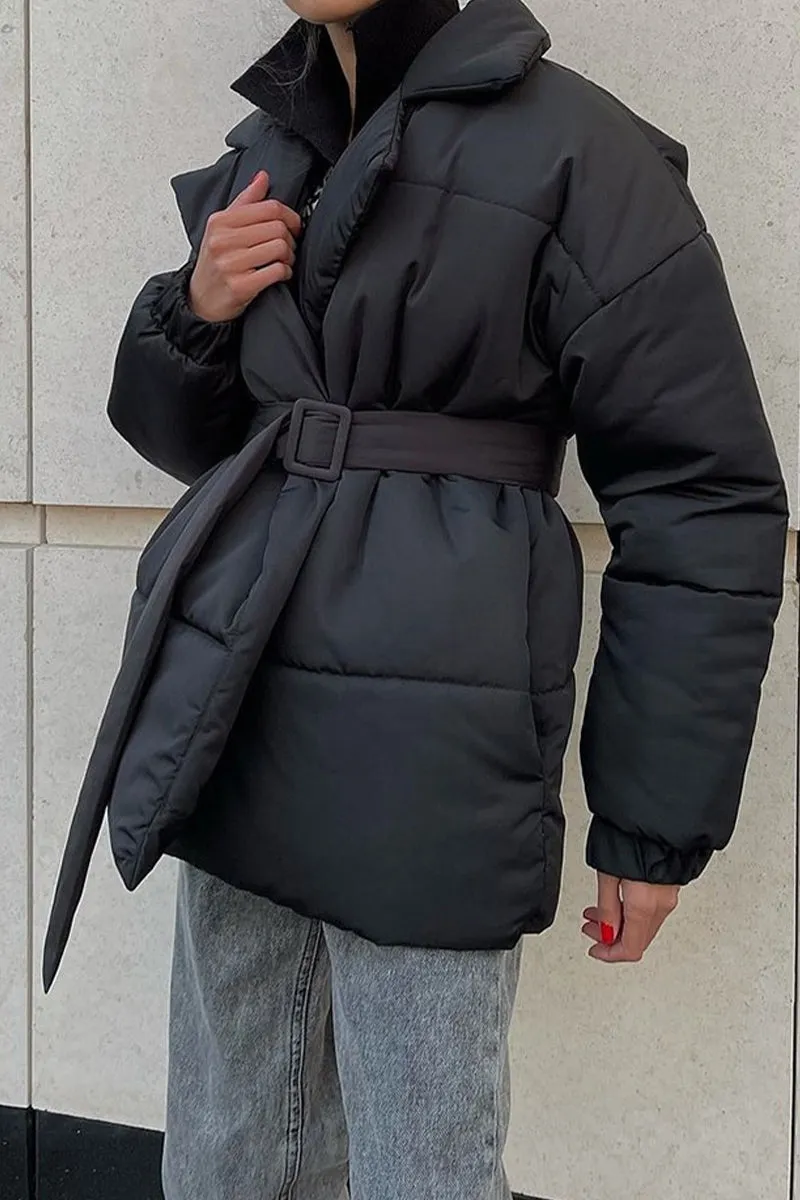 HCT1036 Belted Warmth Puffer Coat Outerwear