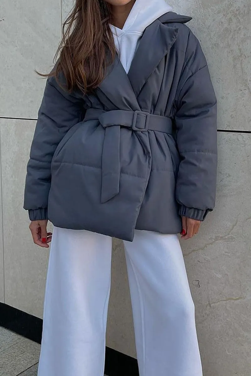 HCT1036 Belted Warmth Puffer Coat Outerwear