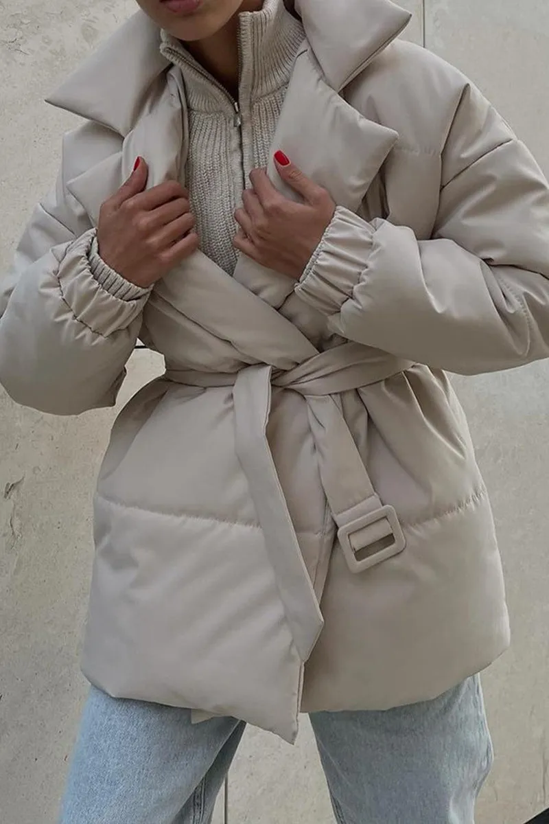 HCT1036 Belted Warmth Puffer Coat Outerwear
