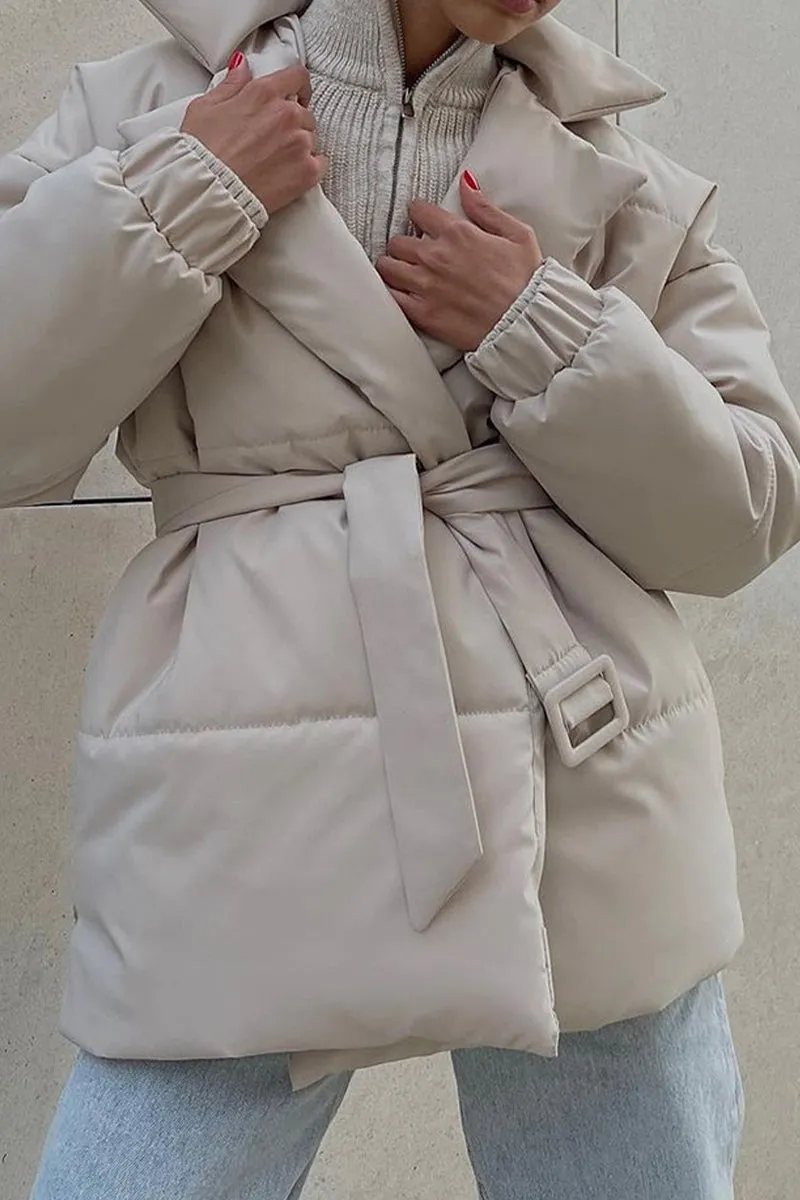 HCT1036 Belted Warmth Puffer Coat Outerwear