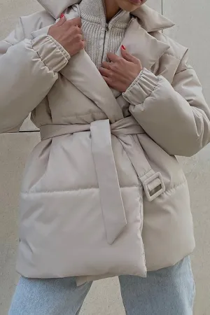 HCT1036 Belted Warmth Puffer Coat Outerwear