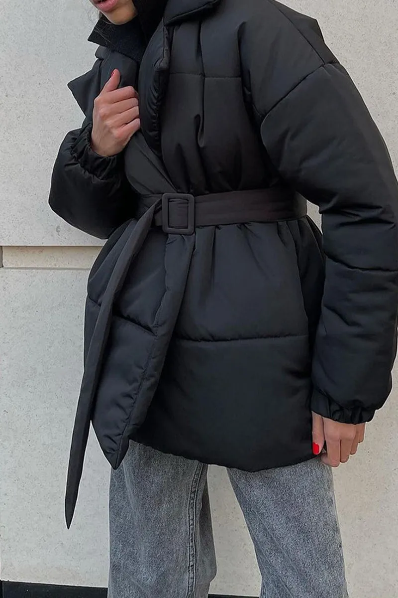 HCT1036 Belted Warmth Puffer Coat Outerwear