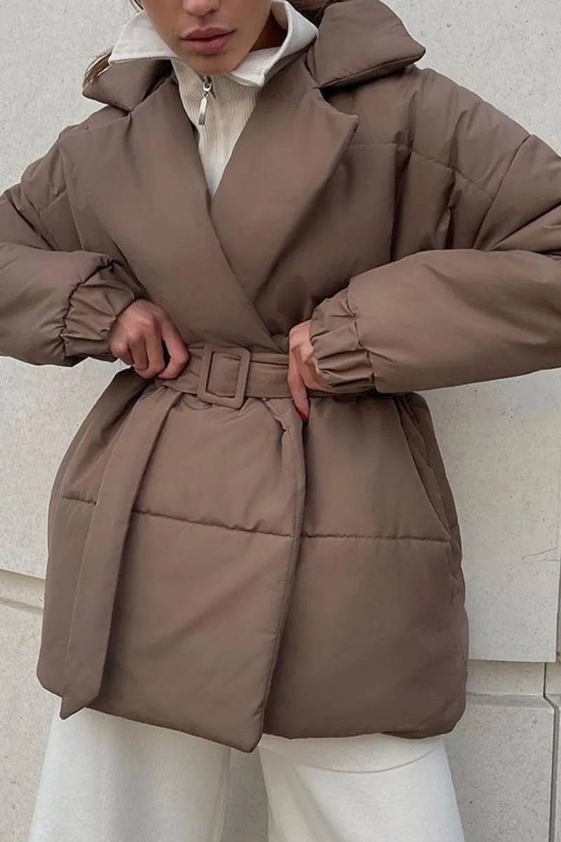 HCT1036 Belted Warmth Puffer Coat Outerwear