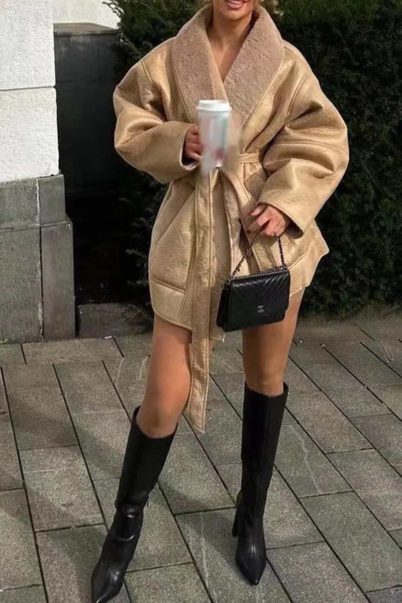 HCT1039 Luxe Wrap Shearling Coat Outerwear