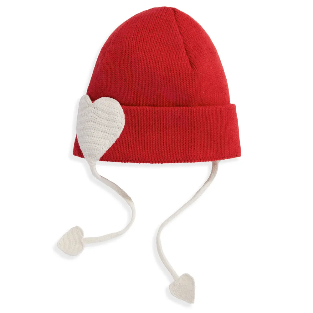 Heart Hat -- Red w/ Ivory