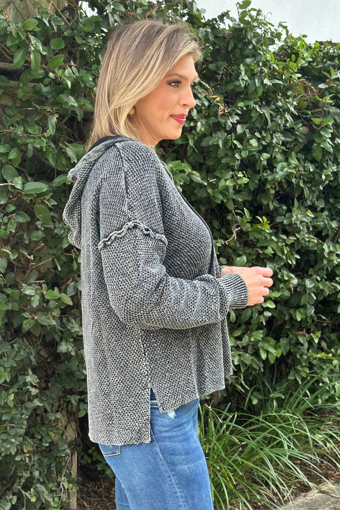 Heidi Mineral Wash Henley Hoodie