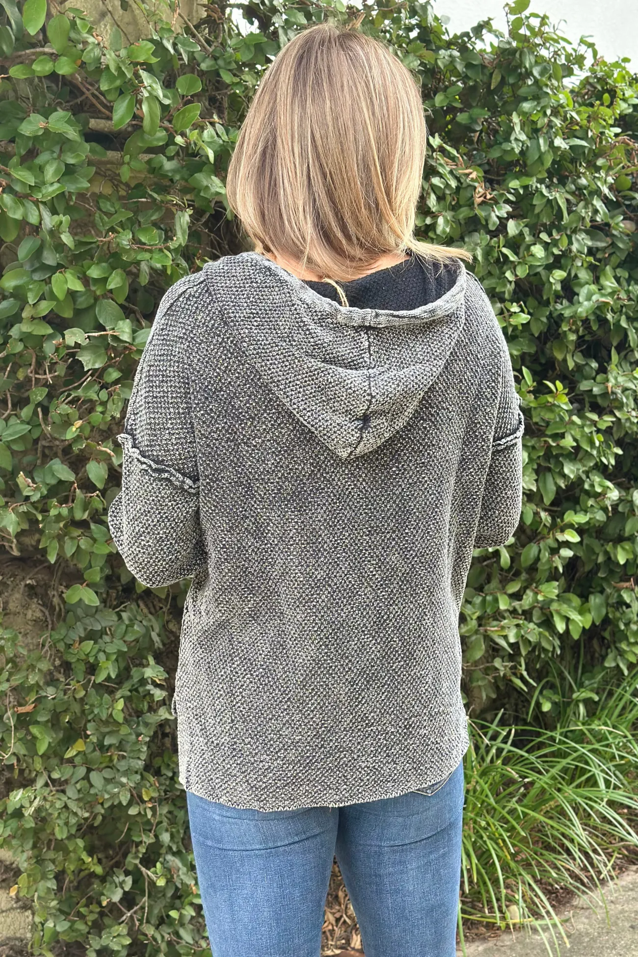 Heidi Mineral Wash Henley Hoodie