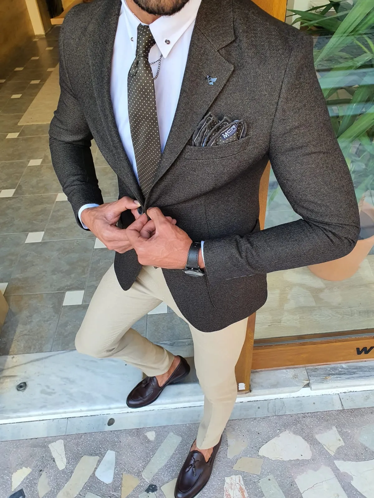 Henderson Khaki Slim Fit Blazer