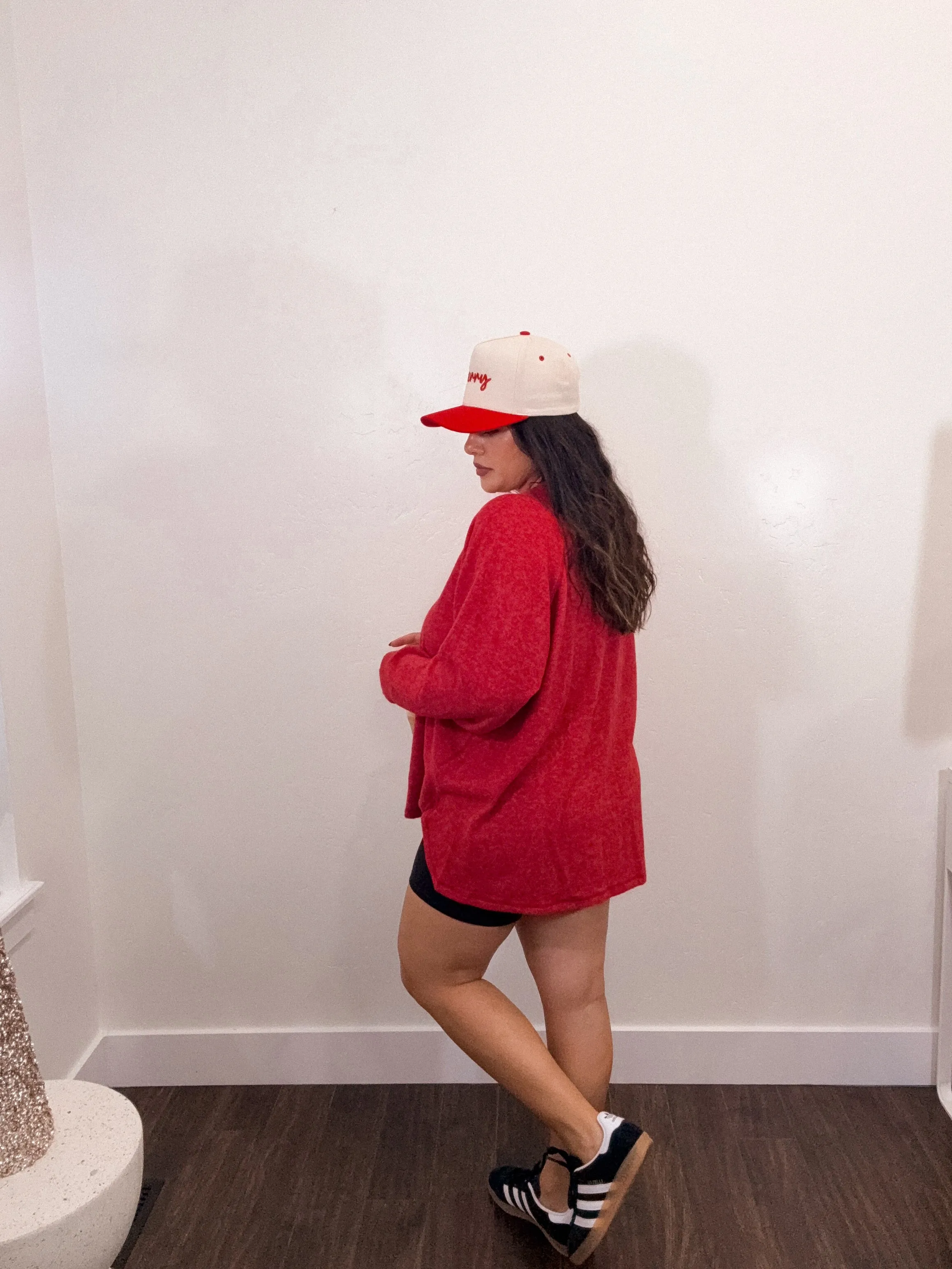Henley extra soft Pullover Oversized Sweater *RED*