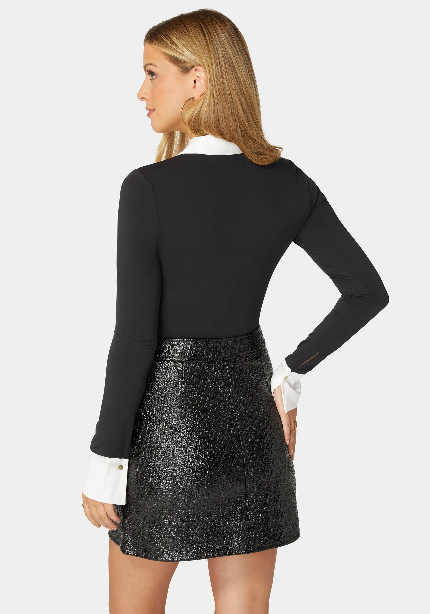 Henley Satin Combo Knit Bodysuit