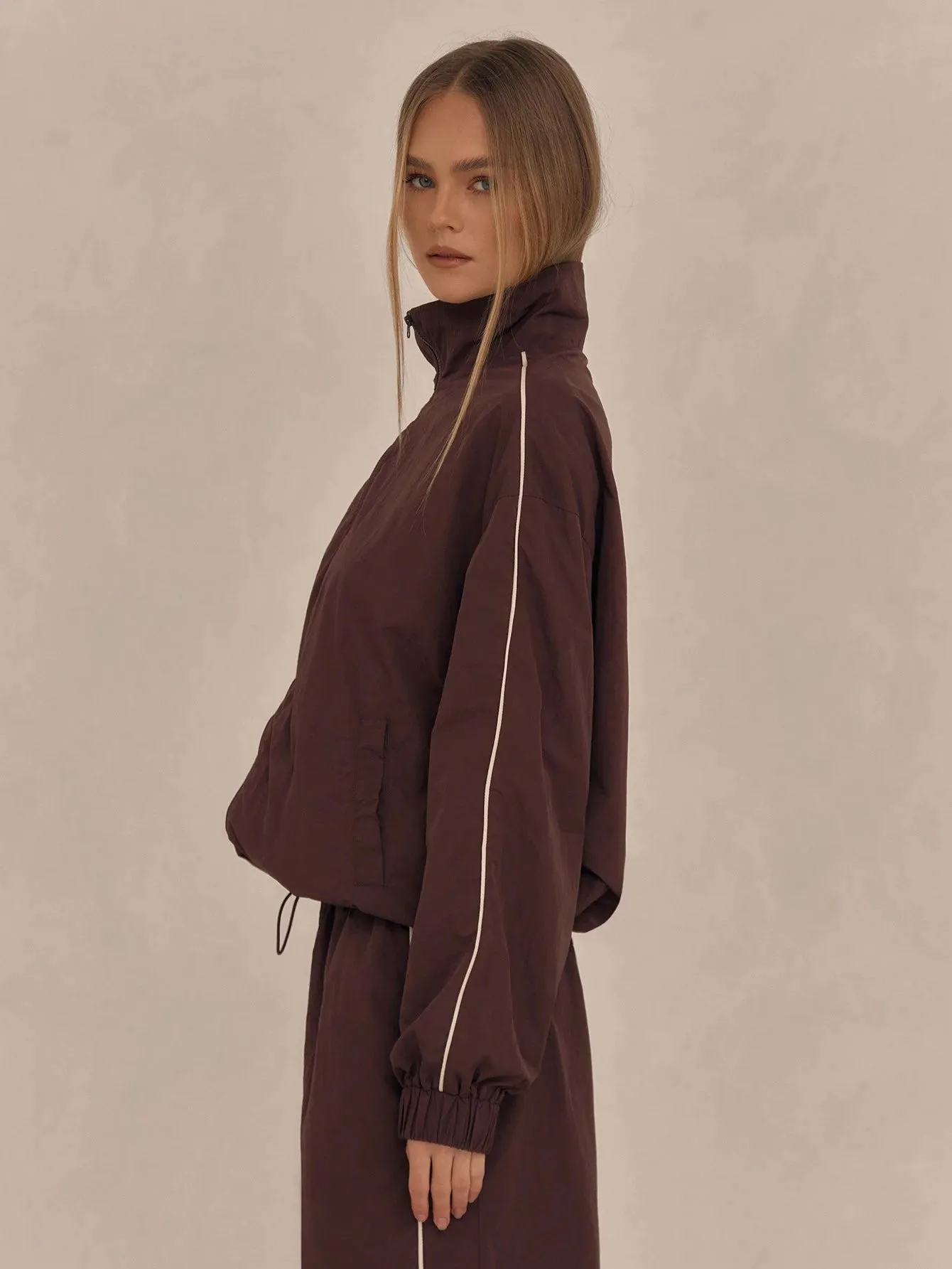 High Neck Oversized Track Jacket – Trendy & Sporty Outerwear